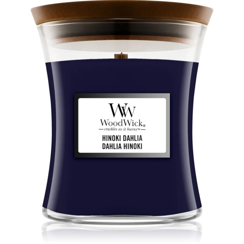 Woodwick Hinoki Dahlia vonná svíčka s dřevěným knotem 275 g