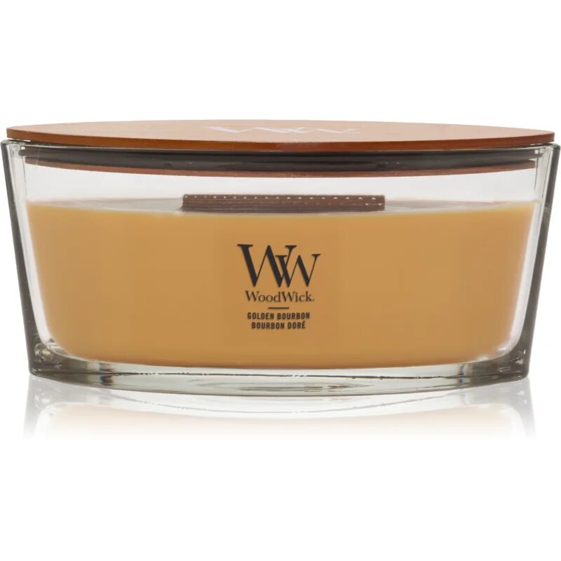 Woodwick Opulent Wood Golden Bourbon vonná svíčka s dřevěným knotem (hearthwick) 453.6 g