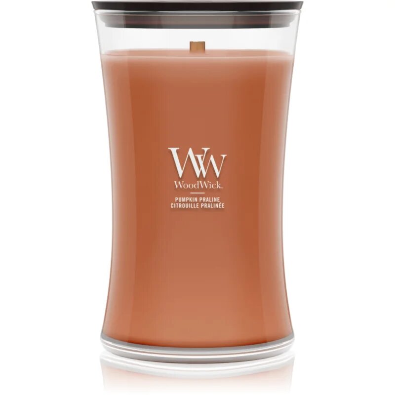 Woodwick Pumpkin Praline vonná svíčka s dřevěným knotem 610 g