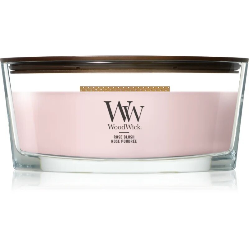 Woodwick Rose Blush vonná svíčka s dřevěným knotem 453.6 g