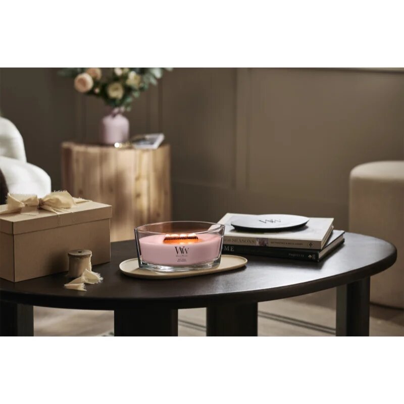 Woodwick Rose Blush vonná svíčka s dřevěným knotem 453.6 g