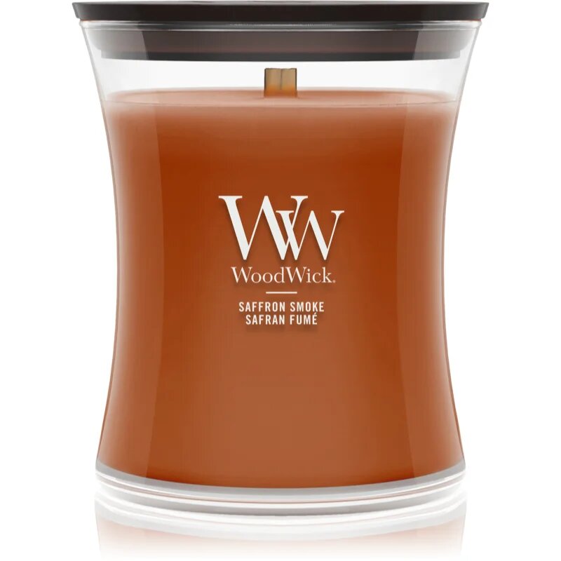 Woodwick Saffron Smoke vonná svíčka s dřevěným knotem 275 g