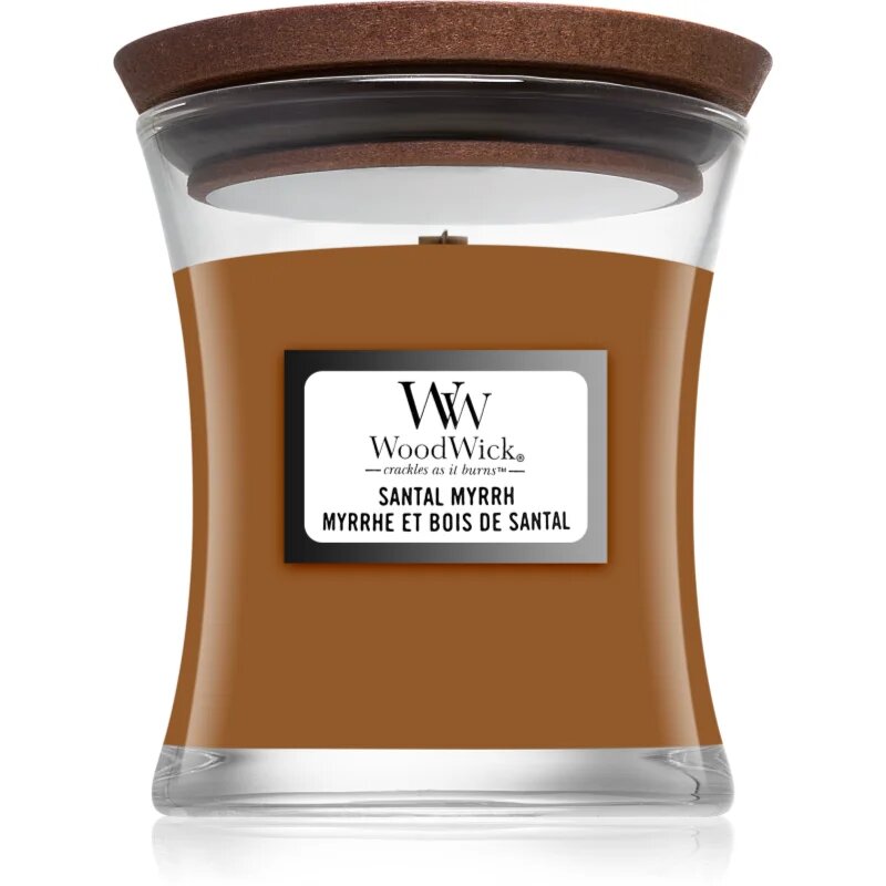 Woodwick Santal Myrrh vonná svíčka s dřevěným knotem 85 g