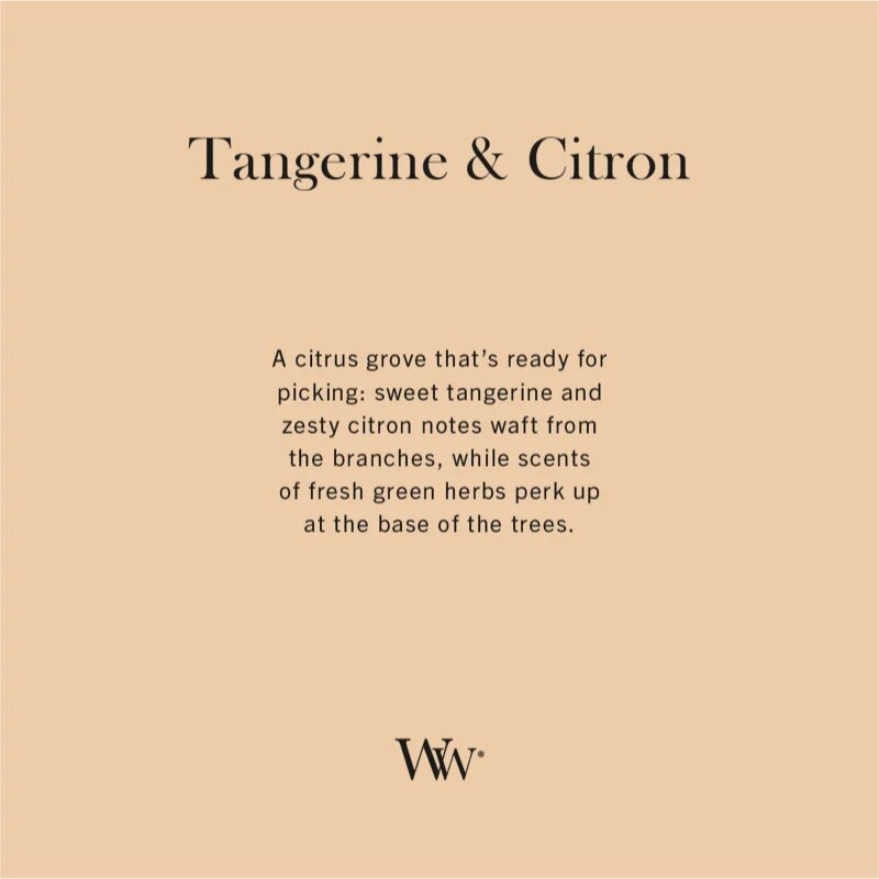 Woodwick Tangerine & Citron vonná svíčka s dřevěným knotem 610 g