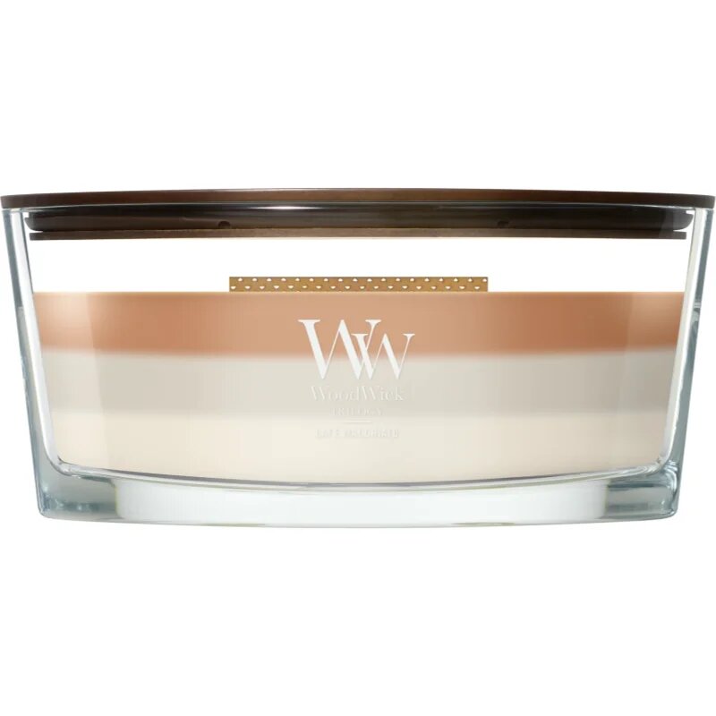 Woodwick Trilogy Café Macchiato vonná svíčka s dřevěným knotem 453.6 g