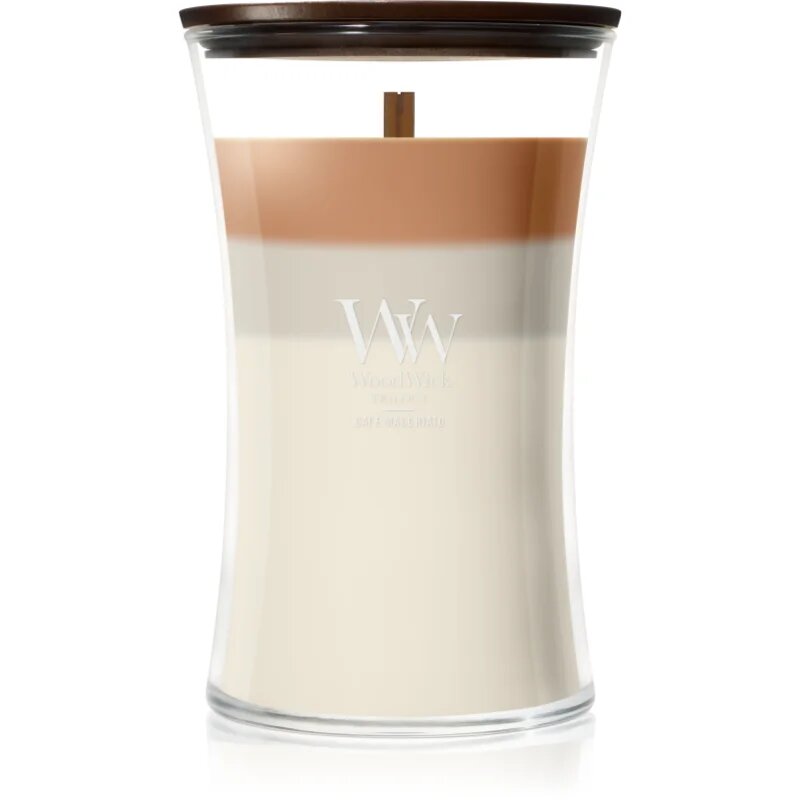 Woodwick Trilogy Café Macchiato vonná svíčka s dřevěným knotem 610 g