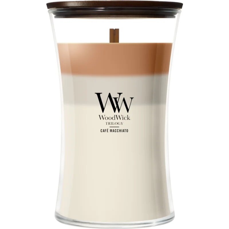 Woodwick Trilogy Café Macchiato vonná svíčka s dřevěným knotem 610 g