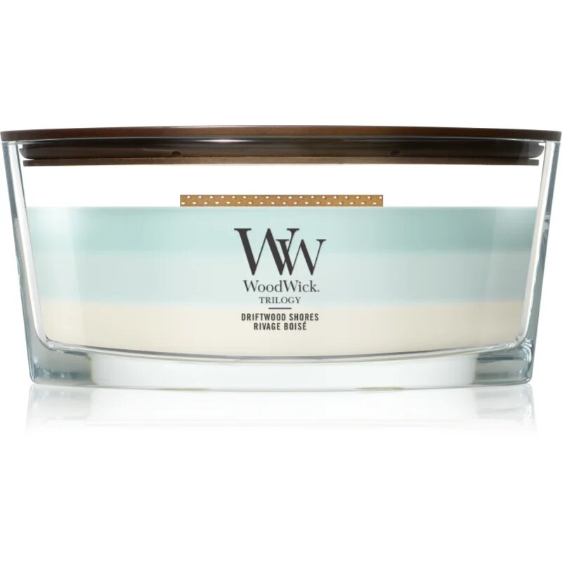 Woodwick Trilogy Driftwood Shores vonná svíčka s dřevěným knotem 453.6 g