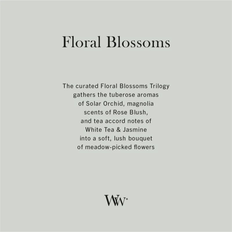 Woodwick Trilogy Floral Blossoms vonná svíčka s dřevěným knotem 453.6 g