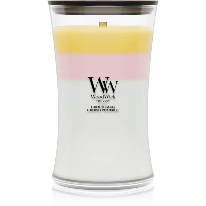 Woodwick Trilogy Floral Blossoms vonná svíčka s dřevěným knotem 610 g