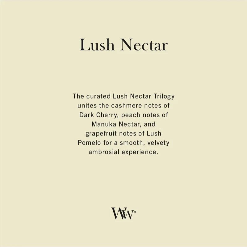 Woodwick Trilogy Lush Nectar vonná svíčka s dřevěným knotem 275 g