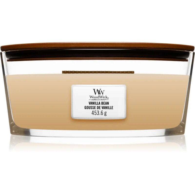 Woodwick Vanilla Bean vonná svíčka s dřevěným knotem (hearthwick) 453.6 g
