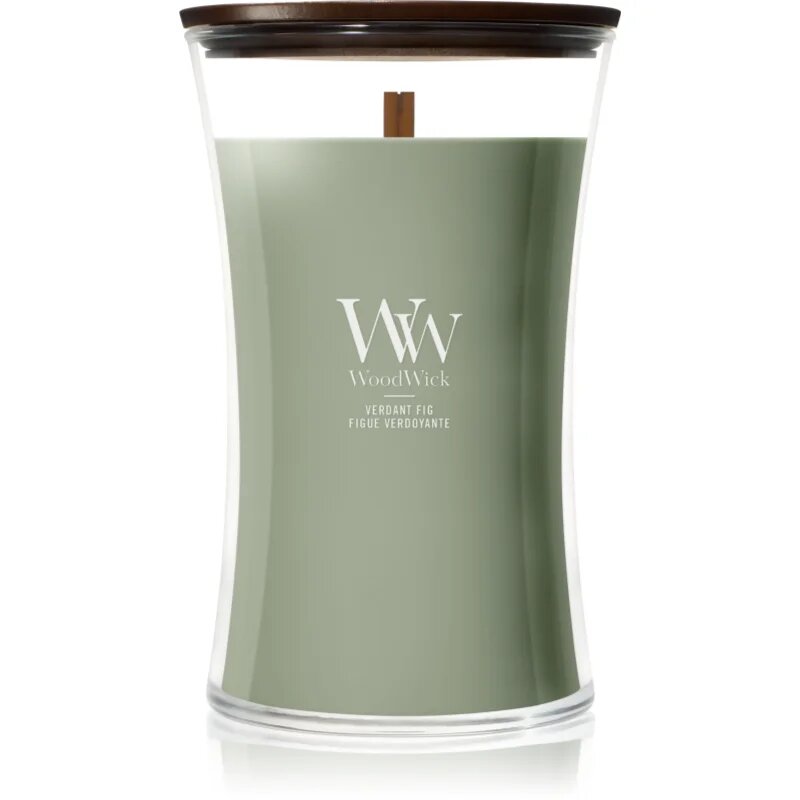Woodwick Verdant Fig vonná svíčka s dřevěným knotem 610 g