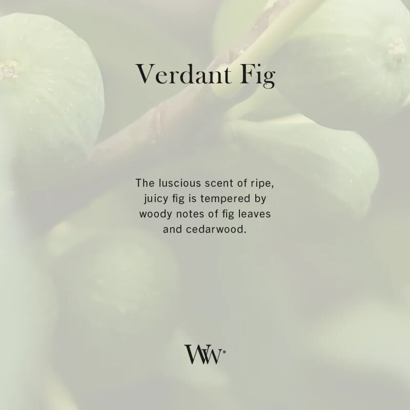 Woodwick Verdant Fig vonná svíčka s dřevěným knotem 610 g