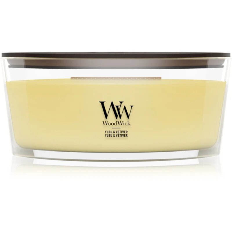 Woodwick Yuzu & Vetiver vonná svíčka s dřevěným knotem 453.6 g