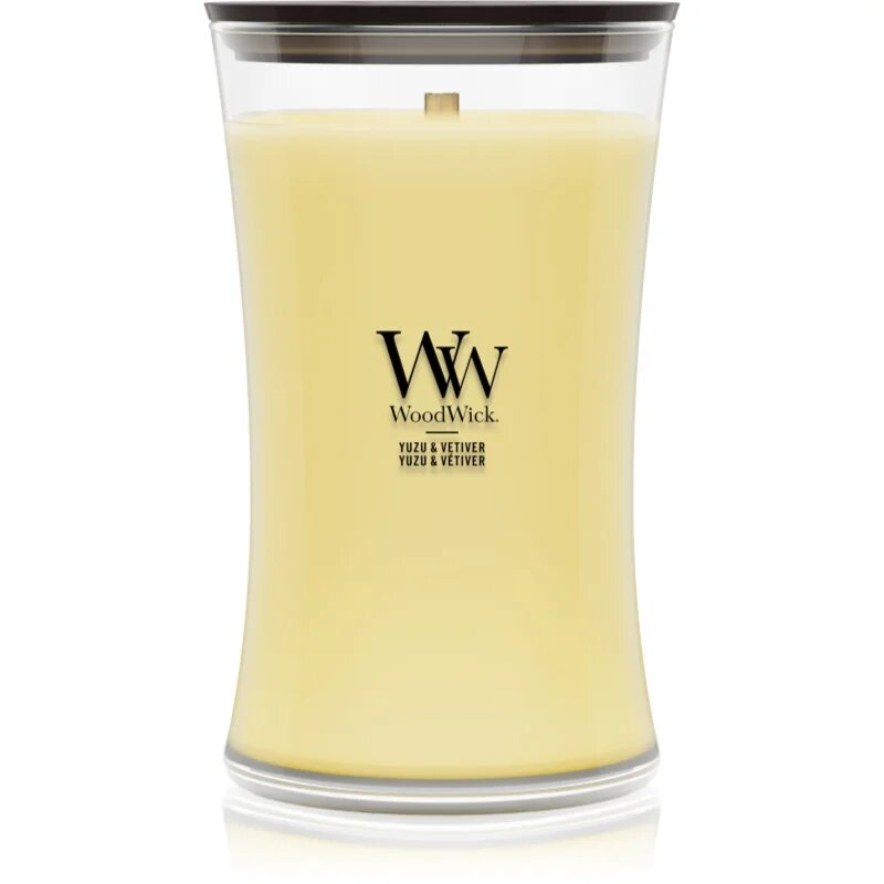 Woodwick Yuzu & Vetiver vonná svíčka s dřevěným knotem 610 g