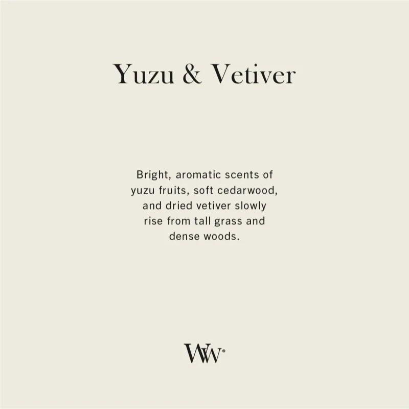 Woodwick Yuzu & Vetiver vonná svíčka s dřevěným knotem 610 g