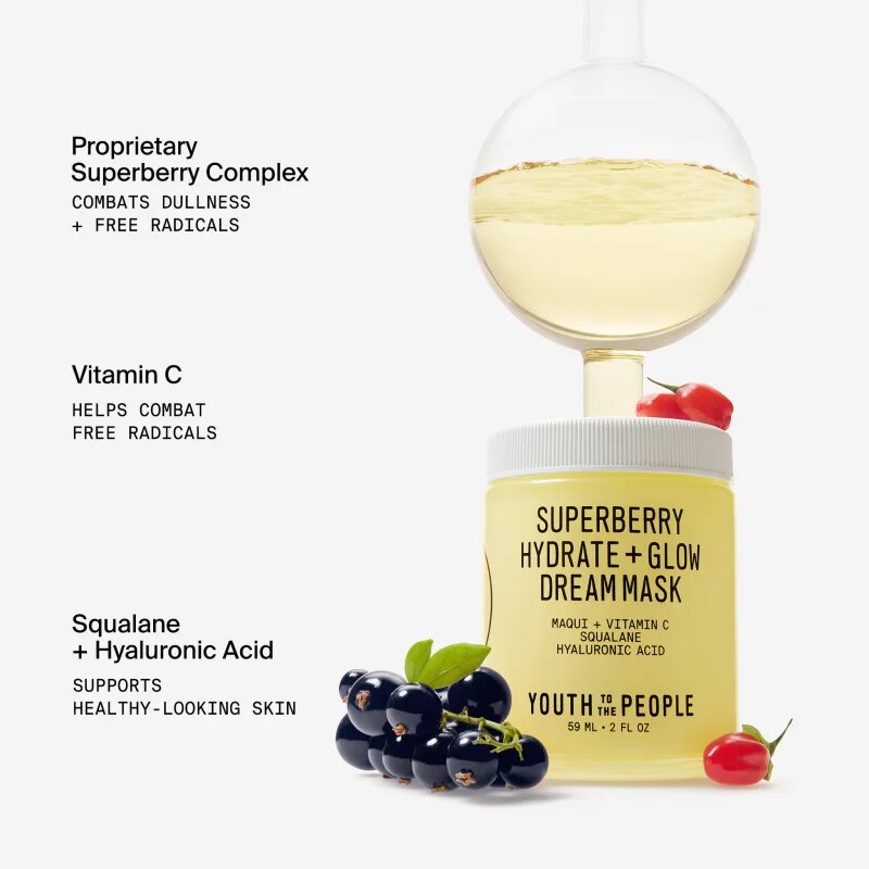 Youth To The People Superberry Hydrate + Glow Dream Mask maska pro rozjasnění a hydrataci 59 ml