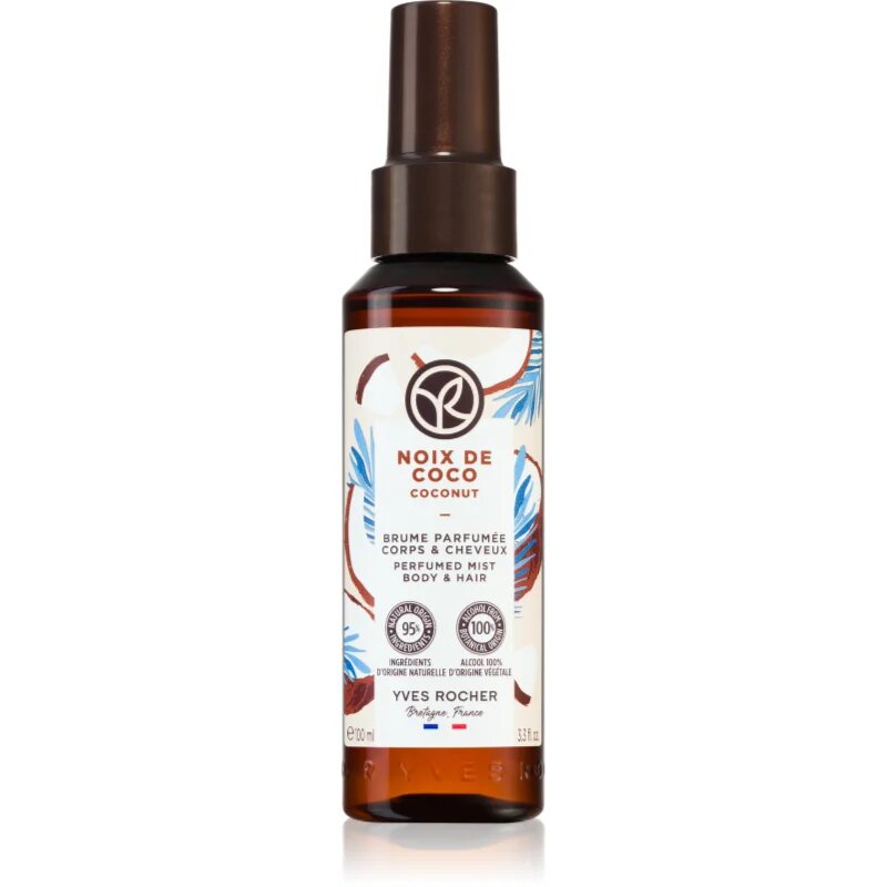 Yves Rocher Bain de Nature parfémovaný sprej na tělo a vlasy pro ženy Coconut 100 ml