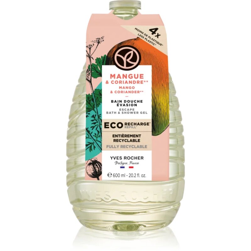Yves Rocher Bain de Nature sprchový gel – náhradní náplň Mango & Coriander 600 ml