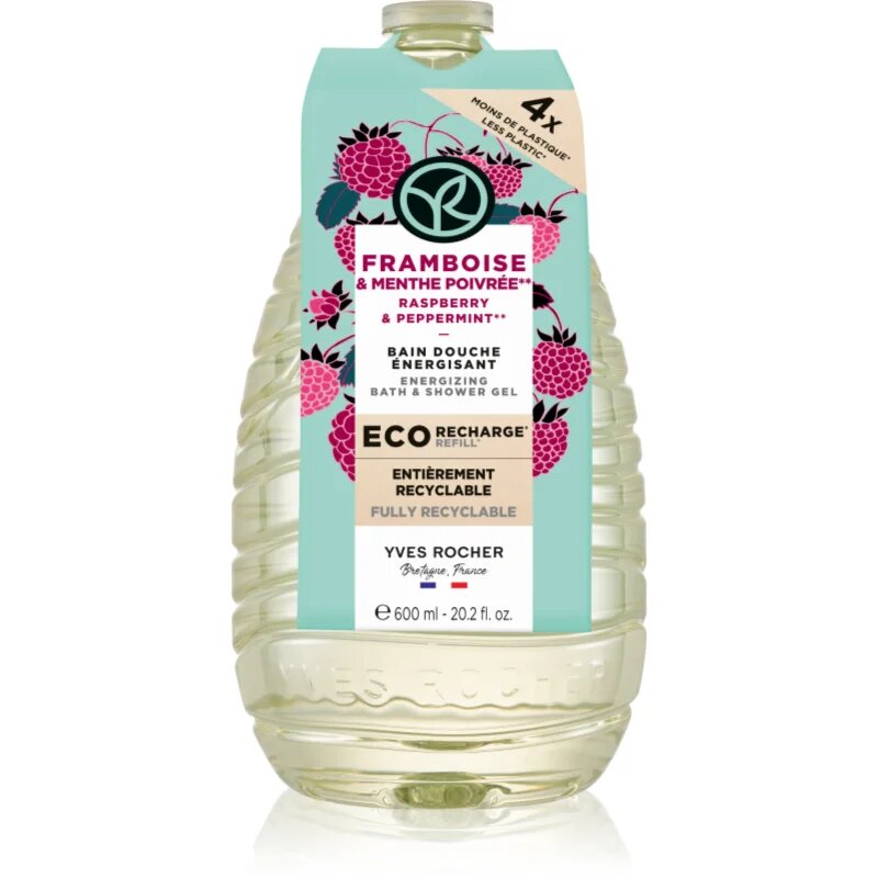 Yves Rocher Bain de Nature sprchový gel – náhradní náplň Raspberry & Peppermint 600 ml