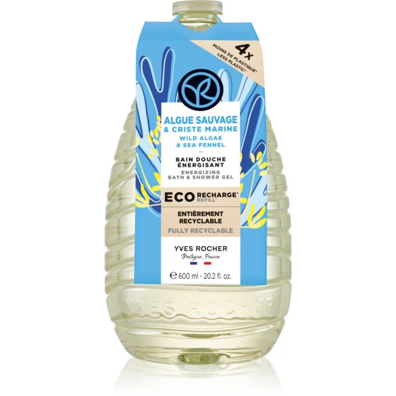 Yves Rocher Bain de Nature sprchový gel – náhradní náplň Wild Algae & Sea Fennel 600 ml