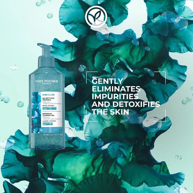 Yves Rocher Pure Algue čisticí gel s osvěžujícím účinkem 390 ml