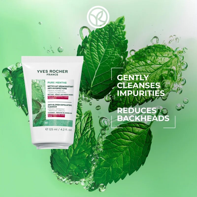 Yves Rocher Pure Menthe jemný čisticí gel s peelingovým efektem 125 ml