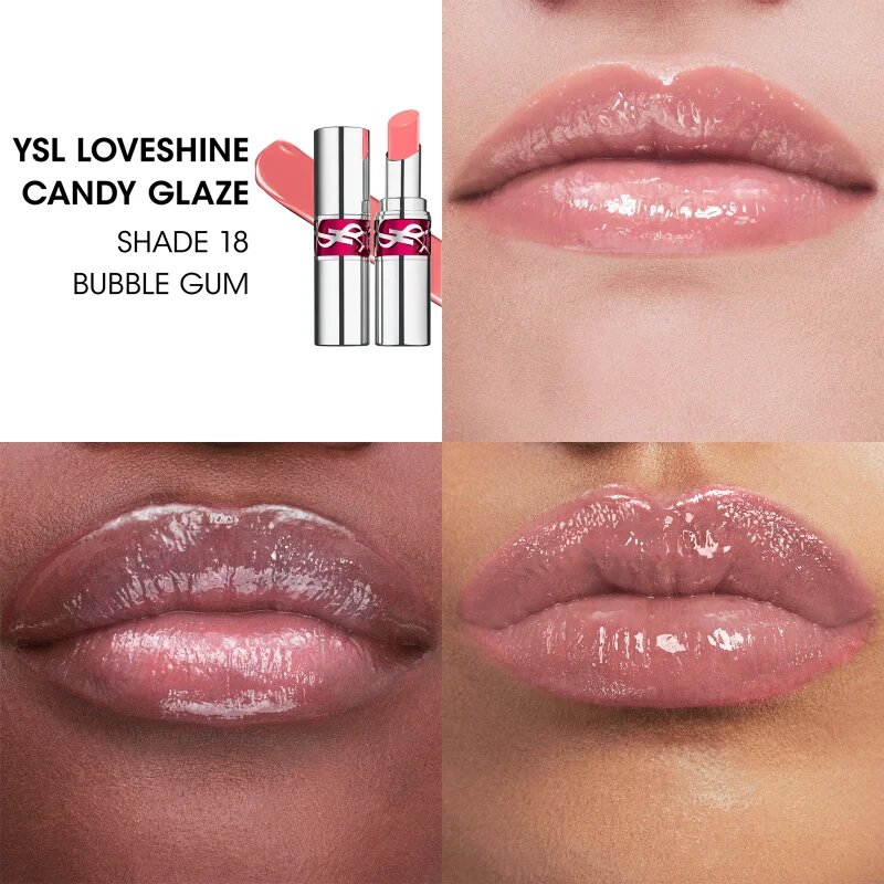 Yves Saint Laurent Loveshine Candy Glaze hydratační lesk na rty pro ženy 18 Bubble Gum 3.2 g