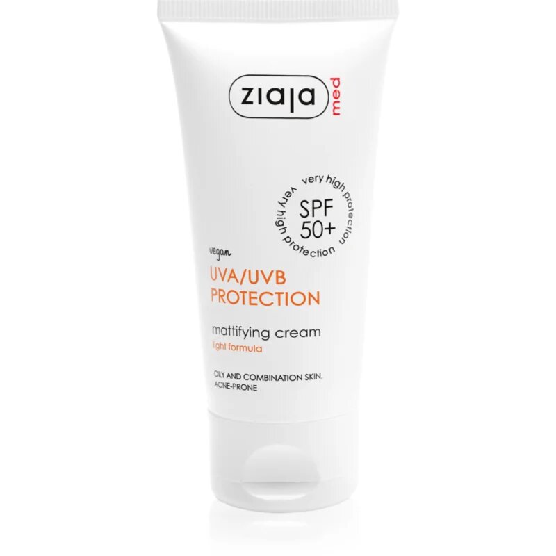 Ziaja Med Protecting UVA + UVB matující opalovací krém na obličej SPF 50+ 50 ml