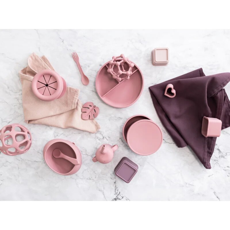 Zopa Silicone Divided Plate dělený talíř s přísavkou Old Pink 1 ks