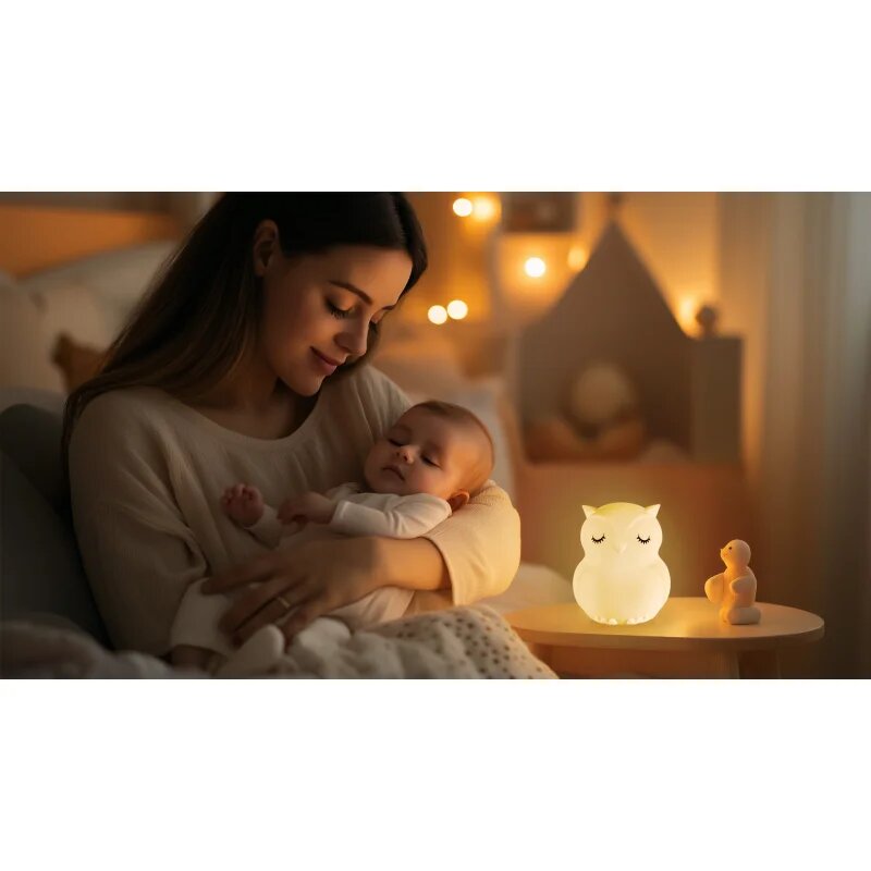 Zopa Silicone LED Lamp with Music Size L noční světlo s melodií Owl 1 ks