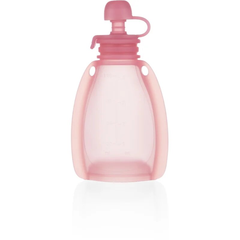 Zopa Silicone Refillable Baby Food Pouch kapsička na jídlo 0 m+ Transparent Pink 120 ml