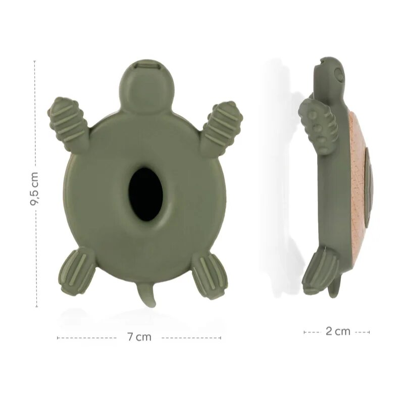 Zopa Silicone Wooden Teether Turtle kousátko 0 m+ Mustard Yellow 1 ks
