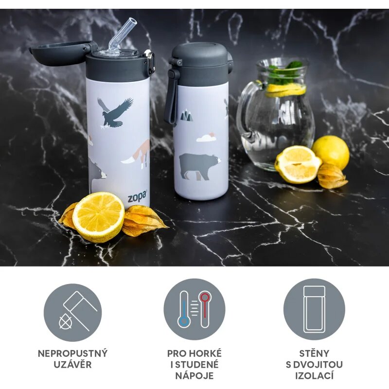 Zopa Thermo Bottle with Drinking Spout termoska s brčkem Safari 1 ks