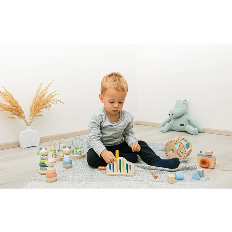 Zopa Wooden Rings Toy animal nasazovací zvířátko ze dřeva Bear 1 ks