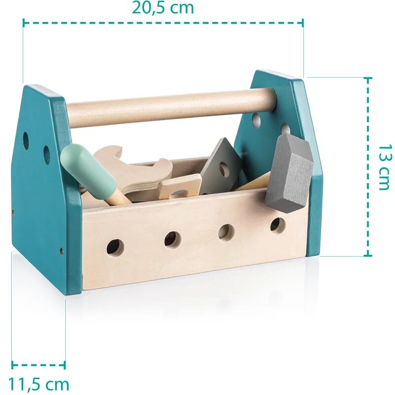 Zopa Wooden Tool Box sada nářadí Brown 14 ks